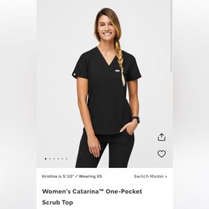 Women’s Catarina One Pocket Scrub Top, Black, XS